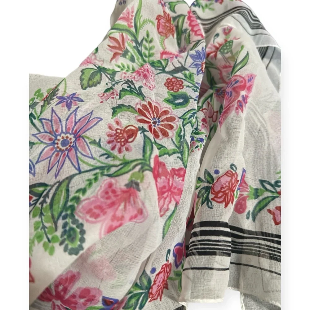 1980’s Sheer Floral Patterned Scarf, Dainty and Delicate Look, Made in Italy 29”